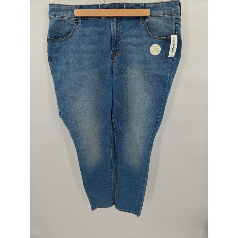 Old Navy Super Skinny Mid-Rise Ankle Jeans Medium Wash Blue Size 14 NWT